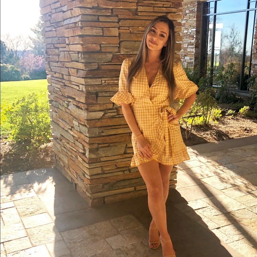 Hot Gossip Gingham Ruffled Wrap Dress